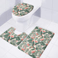 Blossom Tropical Leaves Pattern Print 3 Piece Bath Mat Set