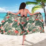 Blossom Tropical Leaves Pattern Print Beach Sarong Wrap