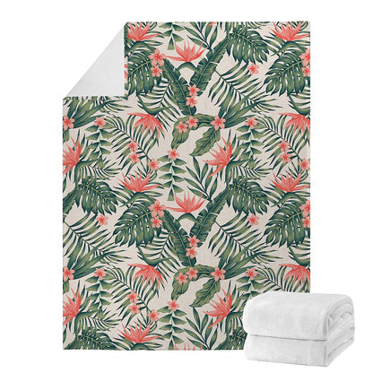 Blossom Tropical Leaves Pattern Print Blanket