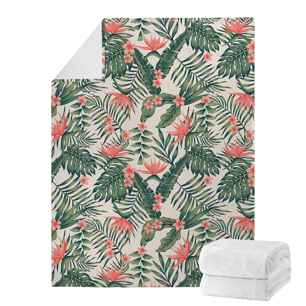 Blossom Tropical Leaves Pattern Print Blanket