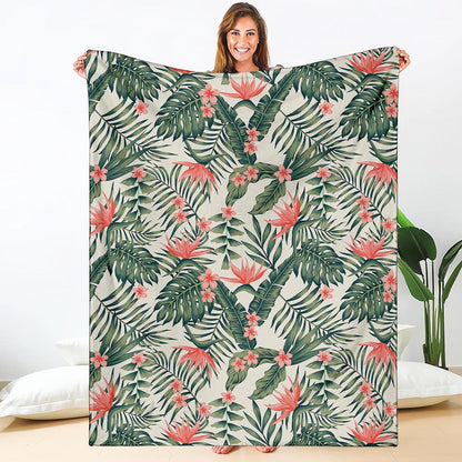 Blossom Tropical Leaves Pattern Print Blanket
