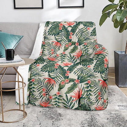 Blossom Tropical Leaves Pattern Print Blanket