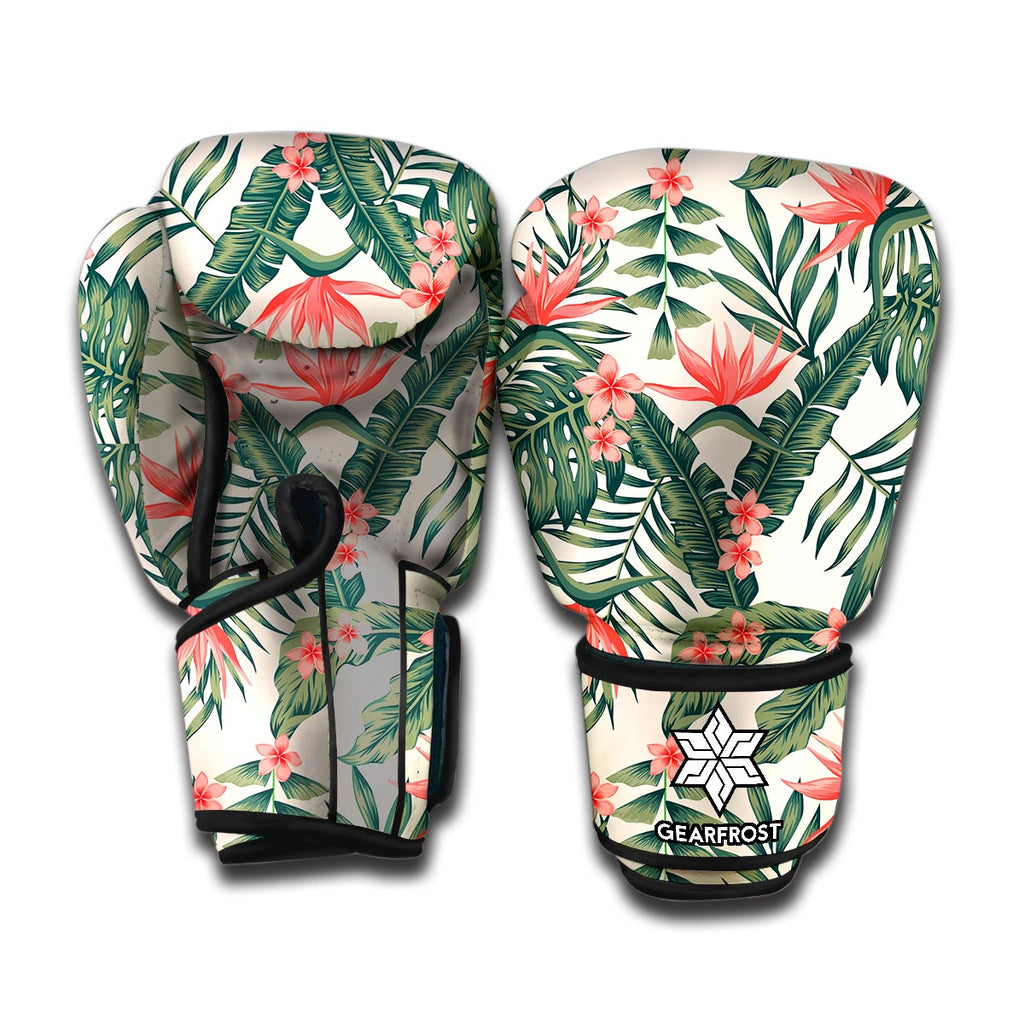 Blossom Tropical Leaves Pattern Print Boxing Gloves