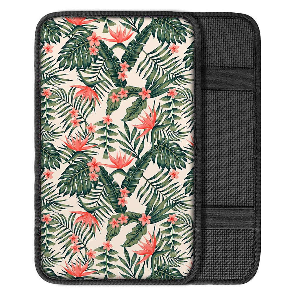 Blossom Tropical Leaves Pattern Print Car Center Console Cover