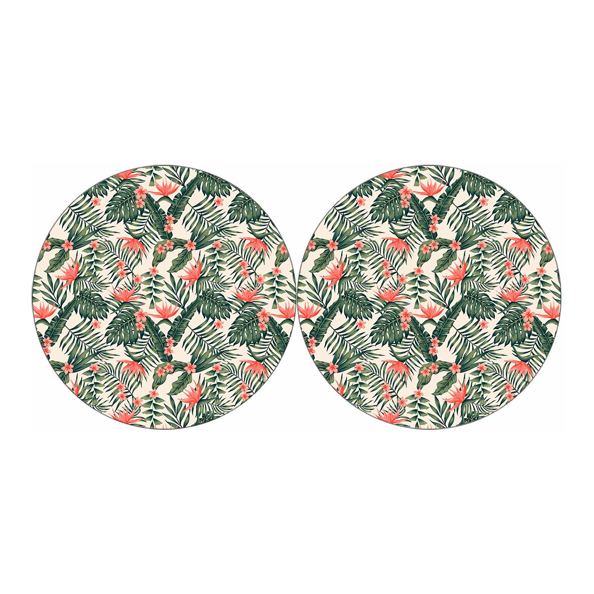 Blossom Tropical Leaves Pattern Print Car Coasters