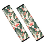 Blossom Tropical Leaves Pattern Print Car Seat Belt Covers