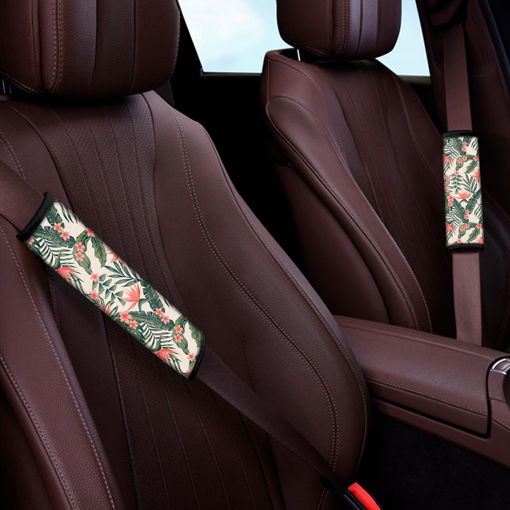 Blossom Tropical Leaves Pattern Print Car Seat Belt Covers