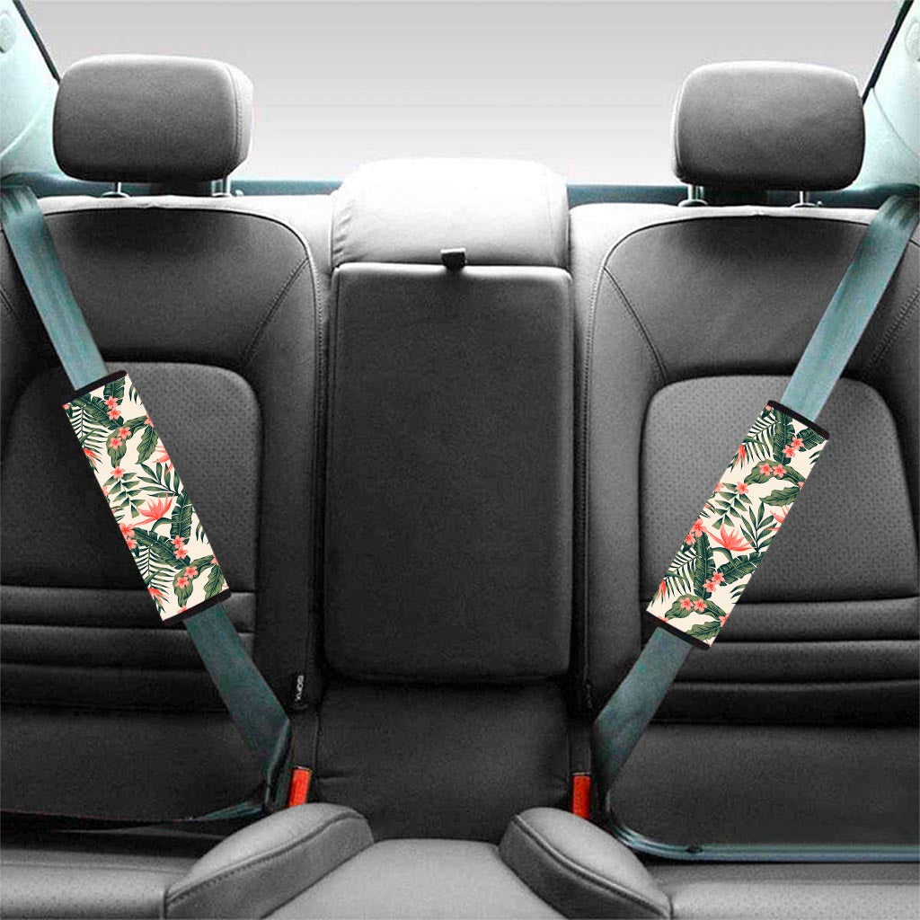 Blossom Tropical Leaves Pattern Print Car Seat Belt Covers