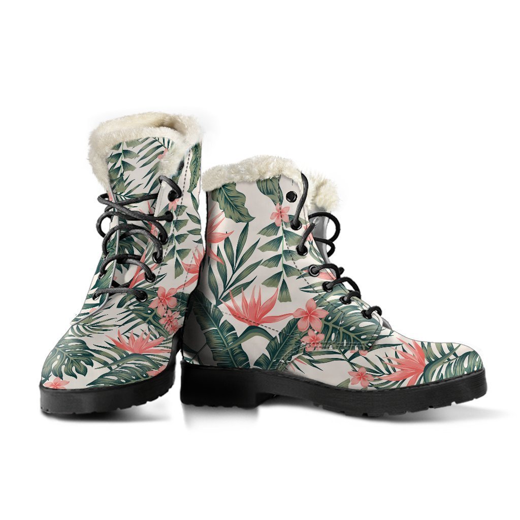 Blossom Tropical Leaves Pattern Print Comfy Boots GearFrost