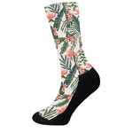 Blossom Tropical Leaves Pattern Print Crew Socks