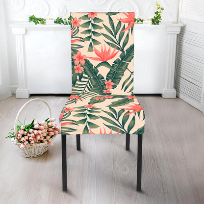 Blossom Tropical Leaves Pattern Print Dining Chair Slipcover