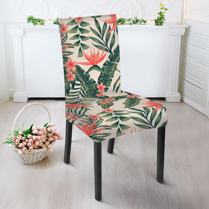Blossom Tropical Leaves Pattern Print Dining Chair Slipcover
