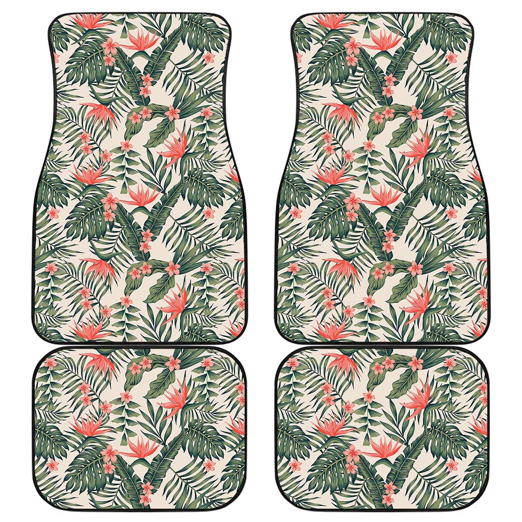 Blossom Tropical Leaves Pattern Print Front and Back Car Floor Mats