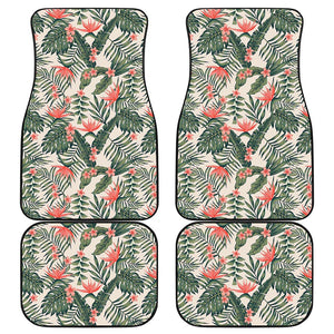 Blossom Tropical Leaves Pattern Print Front and Back Car Floor Mats