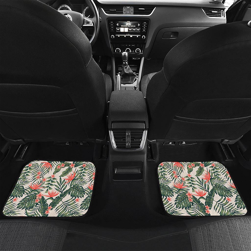 Blossom Tropical Leaves Pattern Print Front and Back Car Floor Mats