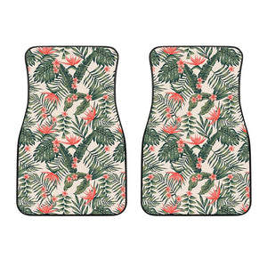 Blossom Tropical Leaves Pattern Print Front Car Floor Mats