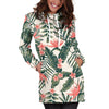 Blossom Tropical Leaves Pattern Print Hoodie Dress GearFrost