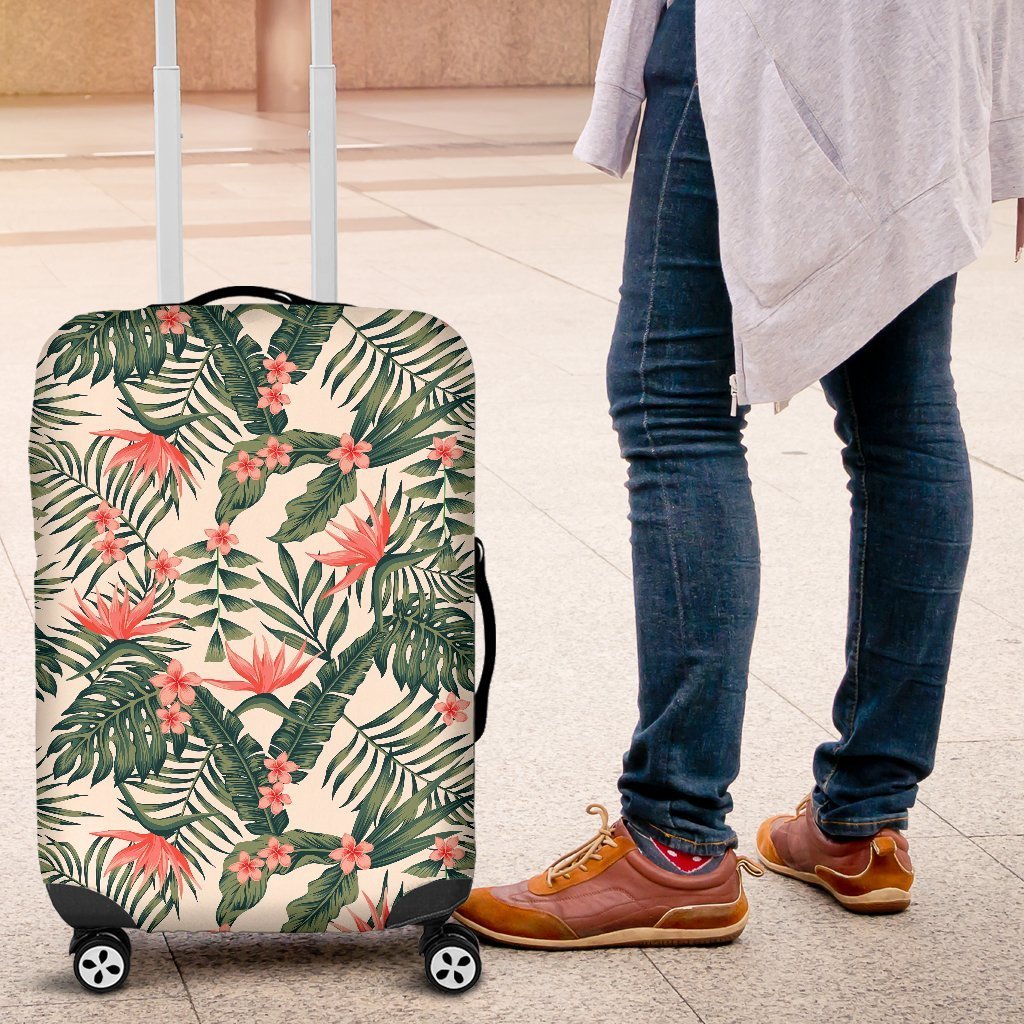 Blossom Tropical Leaves Pattern Print Luggage Cover GearFrost