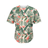 Blossom Tropical Leaves Pattern Print Men's Baseball Jersey