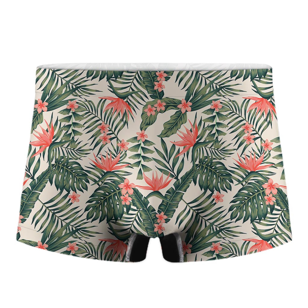 Blossom Tropical Leaves Pattern Print Men's Boxer Briefs