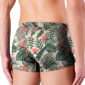 Blossom Tropical Leaves Pattern Print Men's Boxer Briefs