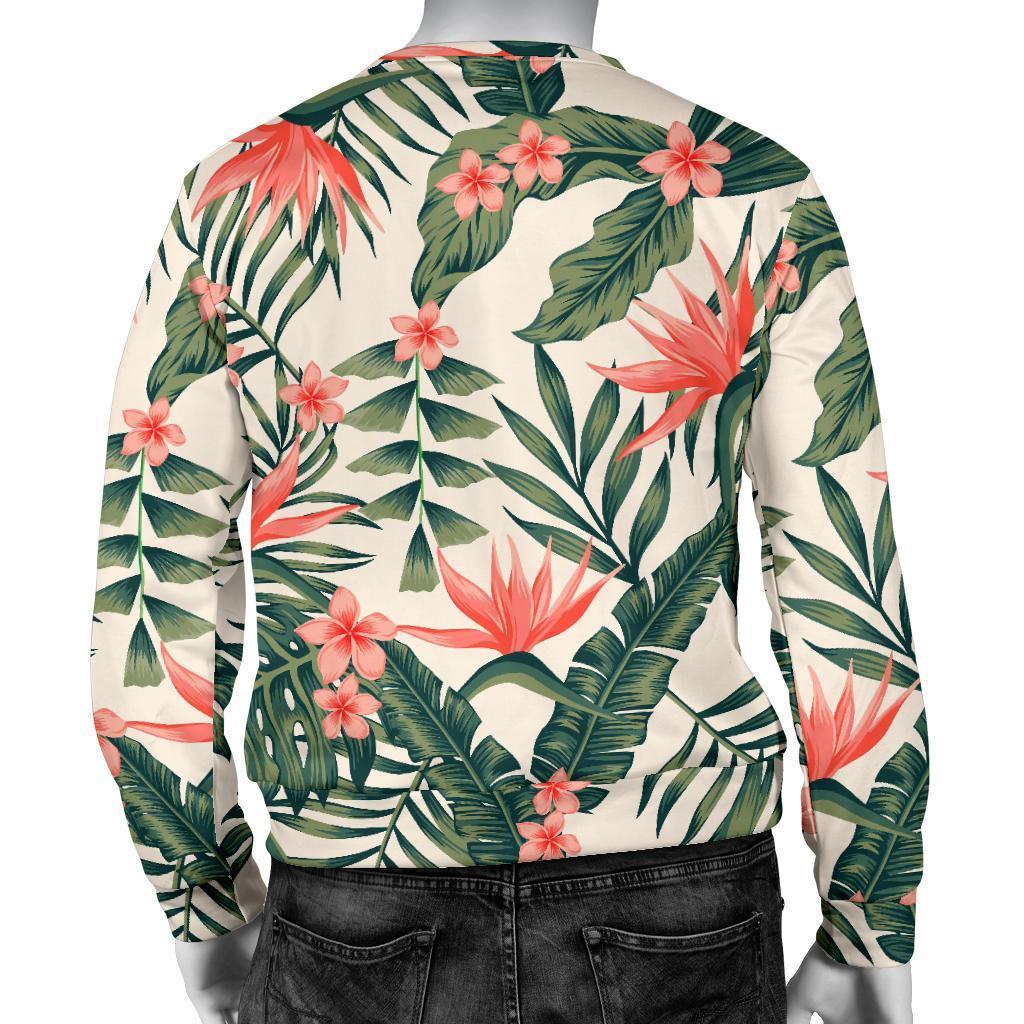 Blossom Tropical Leaves Pattern Print Men's Crewneck Sweatshirt GearFrost