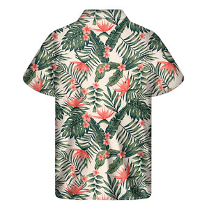 Blossom Tropical Leaves Pattern Print Men's Short Sleeve Shirt