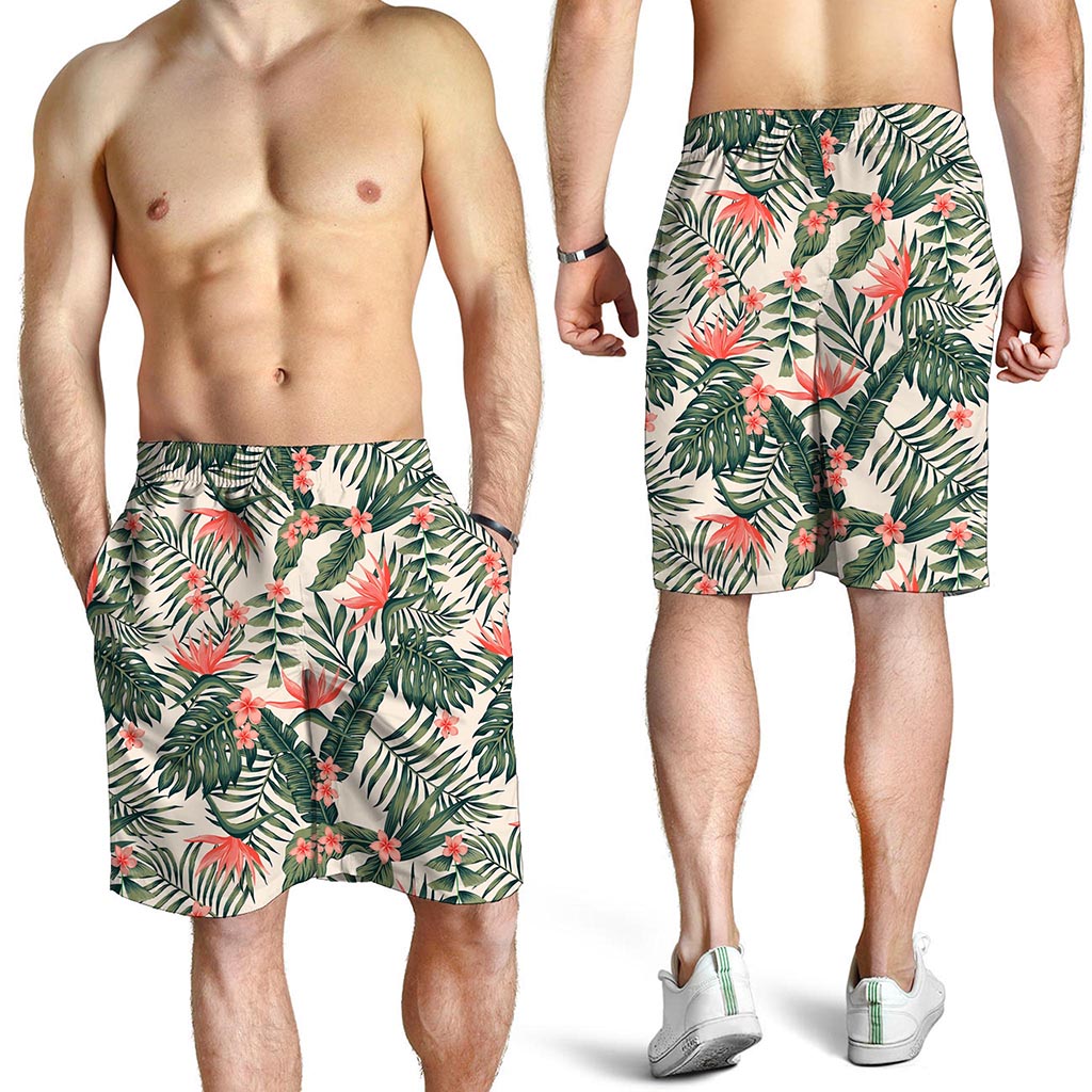 Blossom Tropical Leaves Pattern Print Men's Shorts