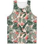 Blossom Tropical Leaves Pattern Print Men's Tank Top