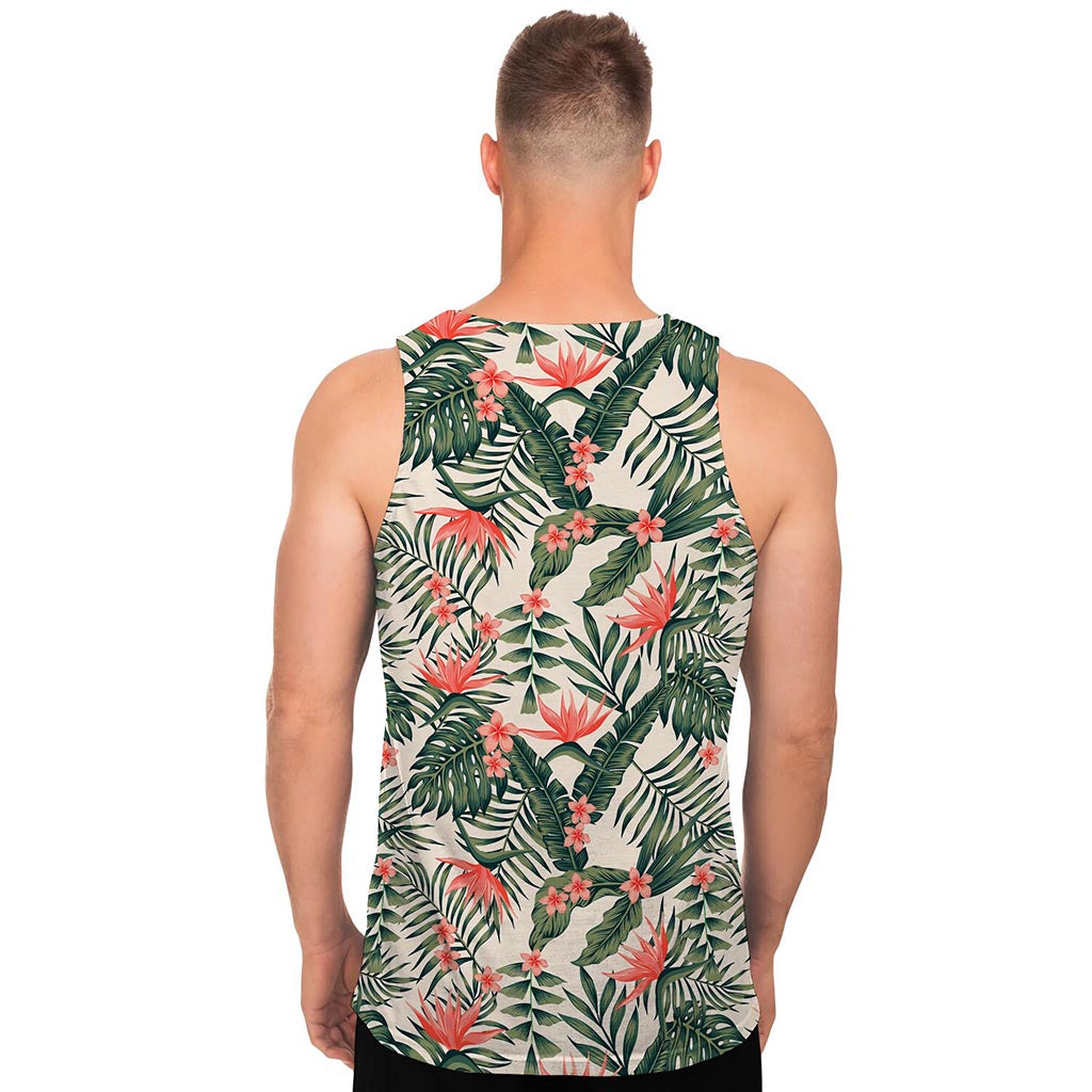 Blossom Tropical Leaves Pattern Print Men's Tank Top