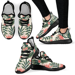 Blossom Tropical Leaves Pattern Print Mesh Knit Shoes GearFrost