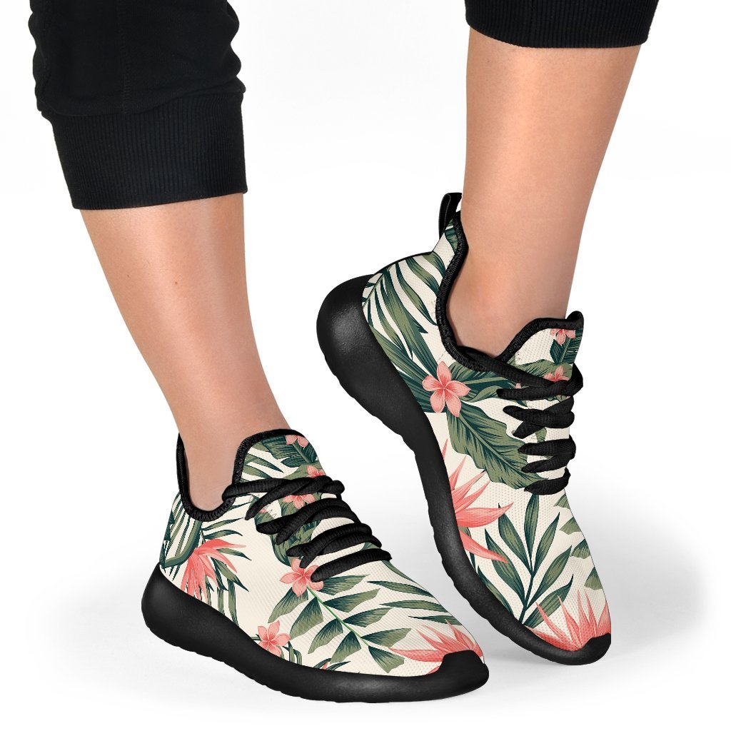 Blossom Tropical Leaves Pattern Print Mesh Knit Shoes GearFrost