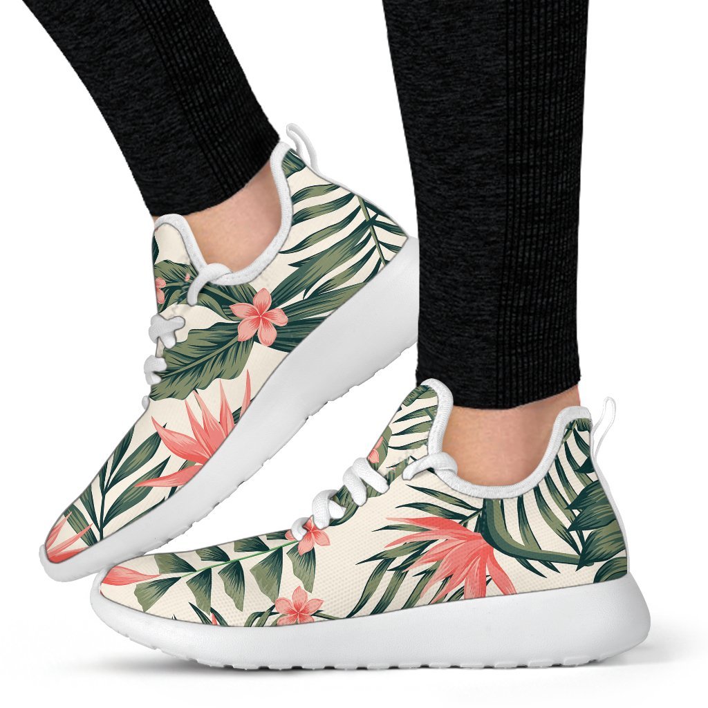 Blossom Tropical Leaves Pattern Print Mesh Knit Shoes GearFrost