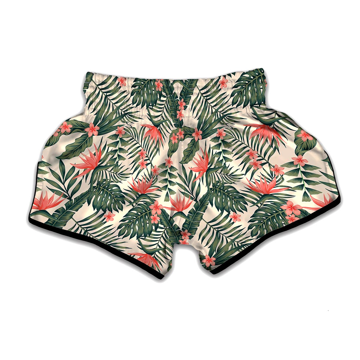 Blossom Tropical Leaves Pattern Print Muay Thai Boxing Shorts