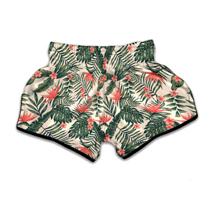 Blossom Tropical Leaves Pattern Print Muay Thai Boxing Shorts