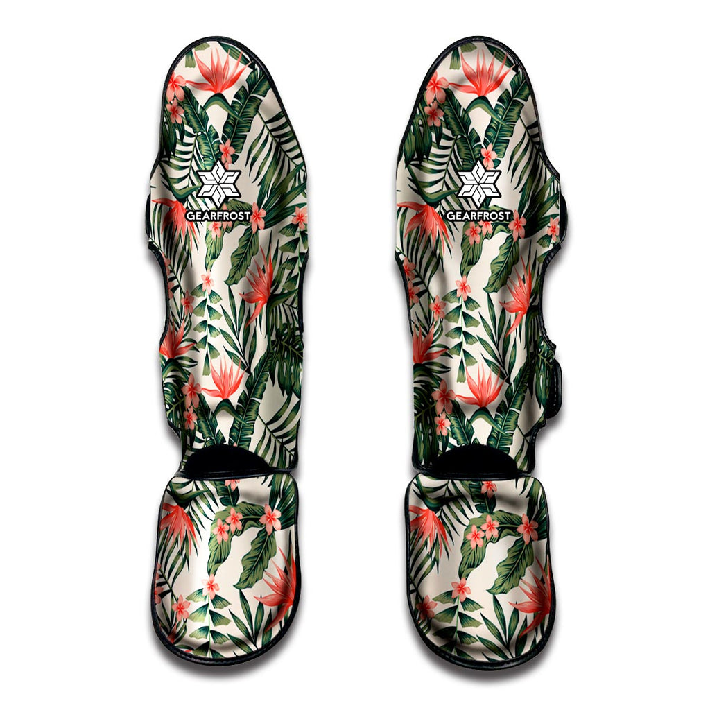 Blossom Tropical Leaves Pattern Print Muay Thai Shin Guard