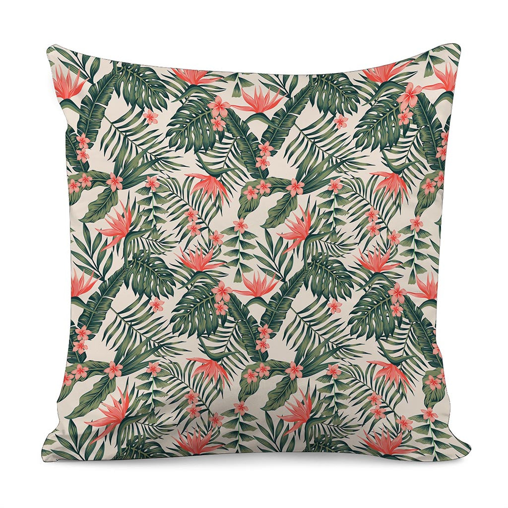 Blossom Tropical Leaves Pattern Print Pillow Cover