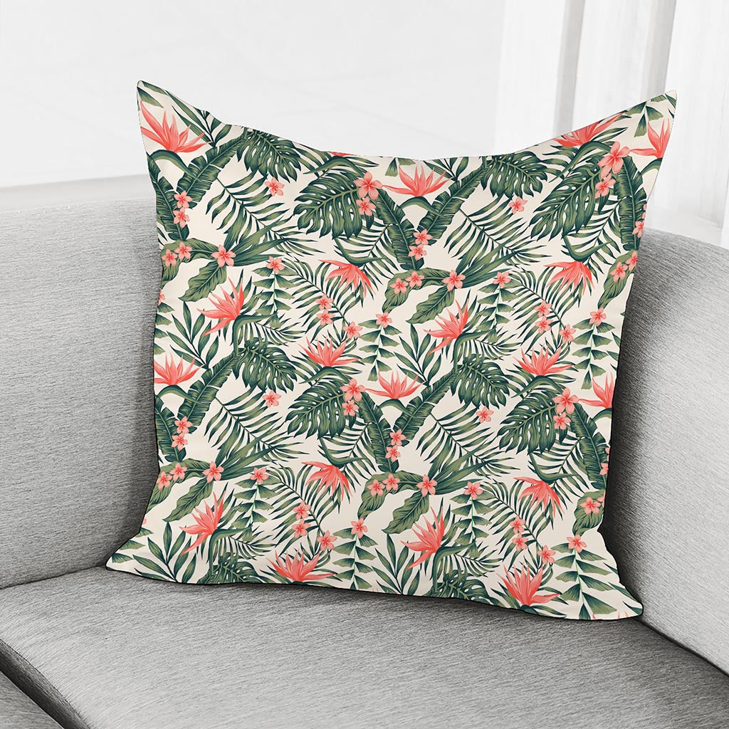 Blossom Tropical Leaves Pattern Print Pillow Cover