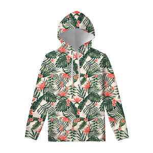 Blossom Tropical Leaves Pattern Print Pullover Hoodie