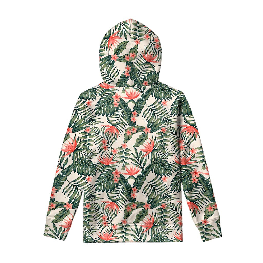 Blossom Tropical Leaves Pattern Print Pullover Hoodie