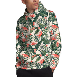 Blossom Tropical Leaves Pattern Print Pullover Hoodie