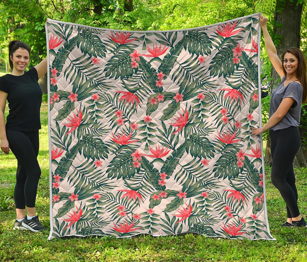 Blossom Tropical Leaves Pattern Print Quilt