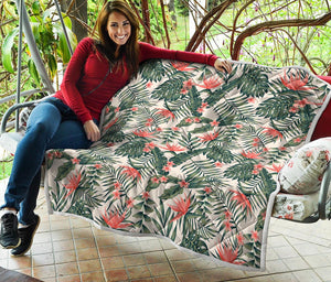 Blossom Tropical Leaves Pattern Print Quilt