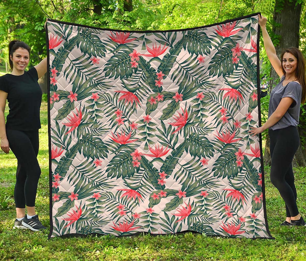 Blossom Tropical Leaves Pattern Print Quilt