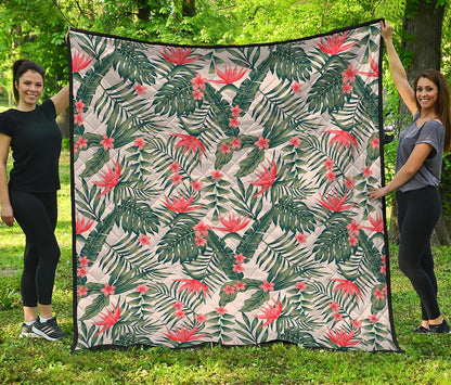 Blossom Tropical Leaves Pattern Print Quilt