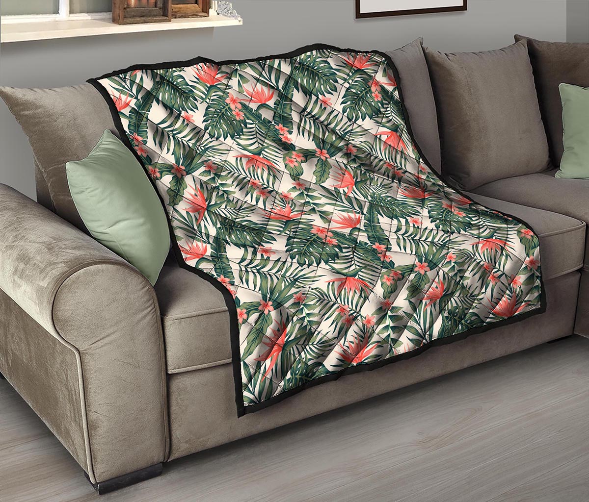 Blossom Tropical Leaves Pattern Print Quilt