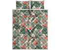 Blossom Tropical Leaves Pattern Print Quilt Bed Set