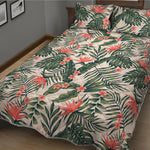 Blossom Tropical Leaves Pattern Print Quilt Bed Set