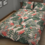 Blossom Tropical Leaves Pattern Print Quilt Bed Set