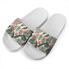 Blossom Tropical Leaves Pattern Print White Slide Sandals